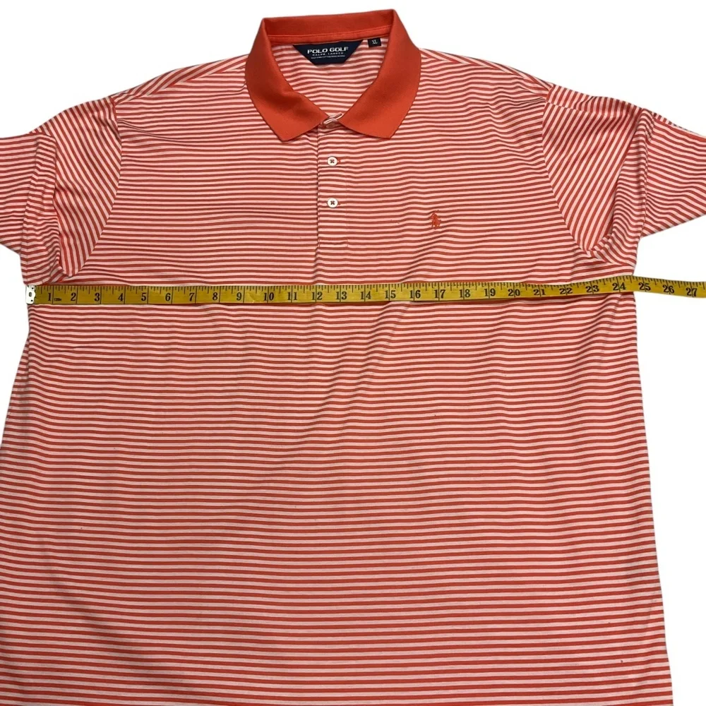 Ralph Lauren Men's Polo Golf Shirt Striped Orange‎ White Short Sleeve Size XL